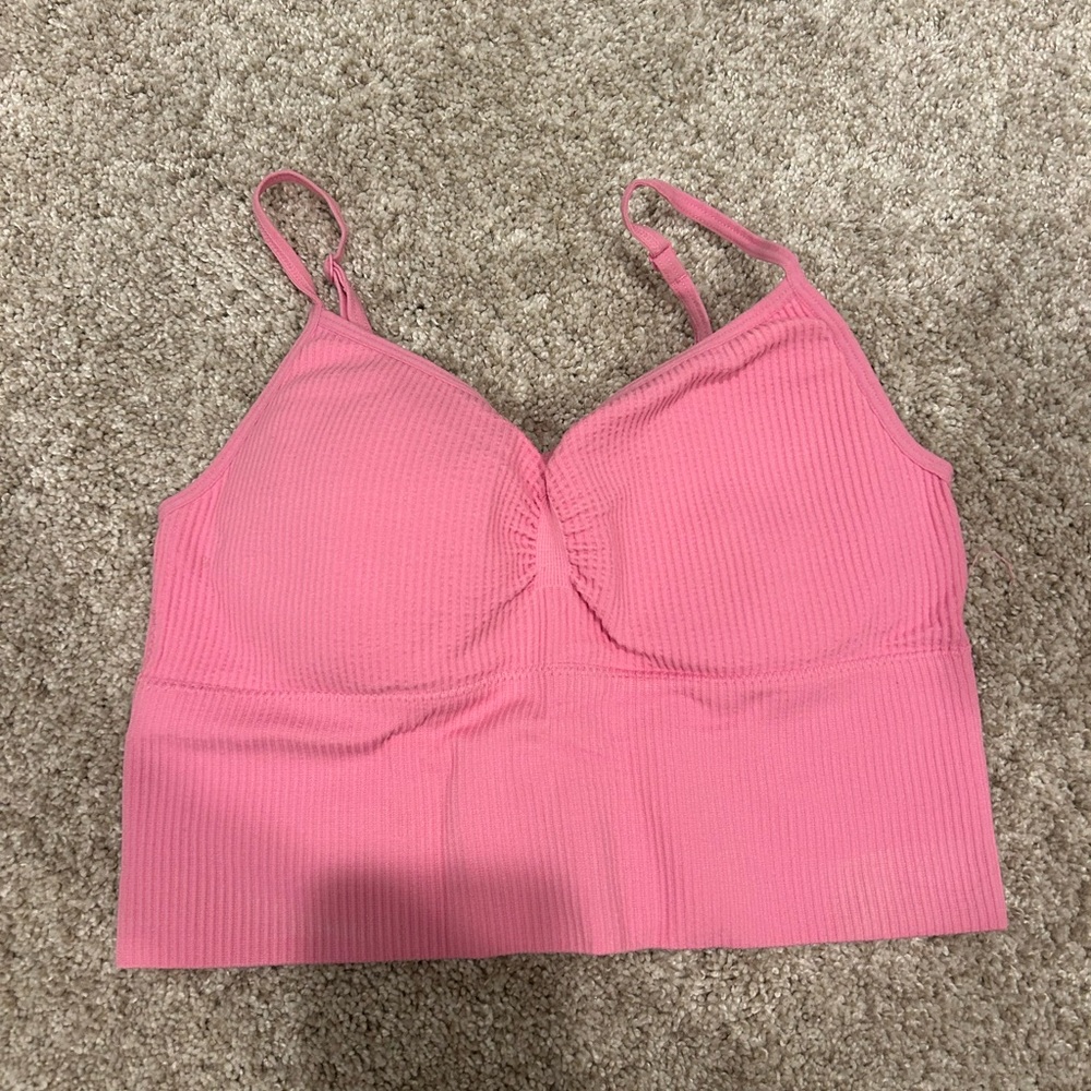 No Boundaries Pink Ribbed Tank Top
